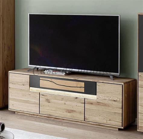 Echtholz Design Tv Lowboard X X Cm Wildeiche Massiv Roheffekt