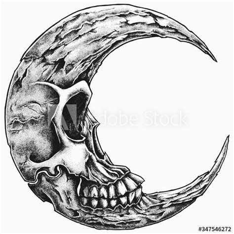 Skull Moon Tattoo Designs