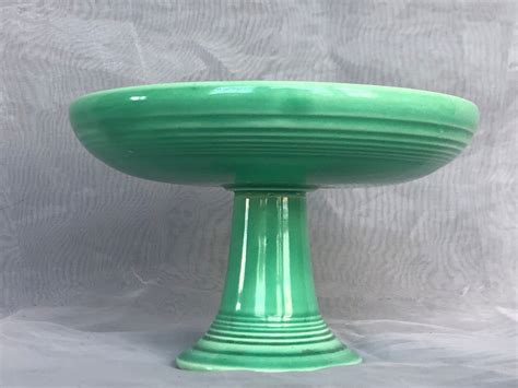 Vintage Fiesta Ware Compote Pedestal Bowl Green Vintage Etsy