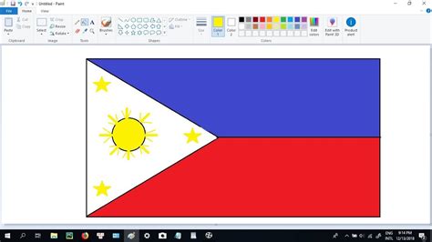 How To Draw Flag Philippines In Paint Youtube