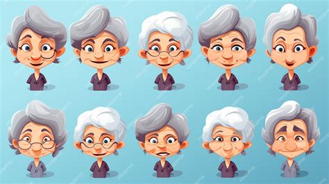 Premium Vector | A series of cartoon characters of old people