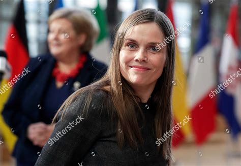 Icelands Prime Minister Katrin Jakobsdottir Arrives Editorial Stock