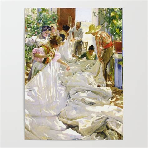 Joaquin Sorolla Y Bastida Sewing The Sail 1896 Poster By Dejavustudio