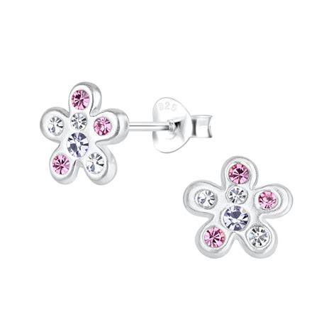 925 Silver Jewelry | Silver Flower Stud Earrings - 16117