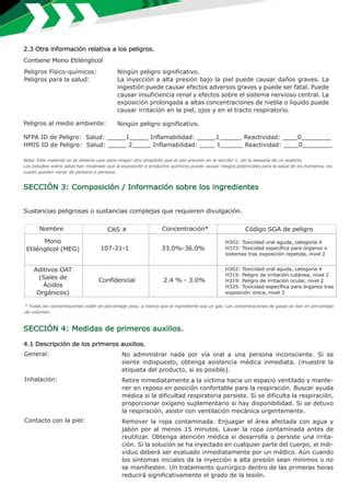 FICHA DE SEGURIDAD TOPTIER 33 A BASE DE MEG Y ADITIVOS