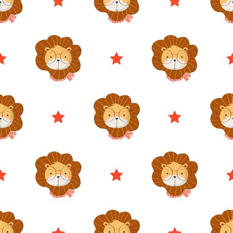 Seamless Pattern With Cute Lion 1072467 Vector Art At Vecteezy