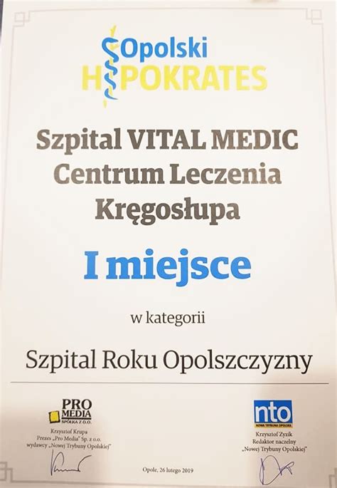 Vital Medic Kluczbork Szpital Roku Opolszczyzny BezpiecznyZabieg Pl