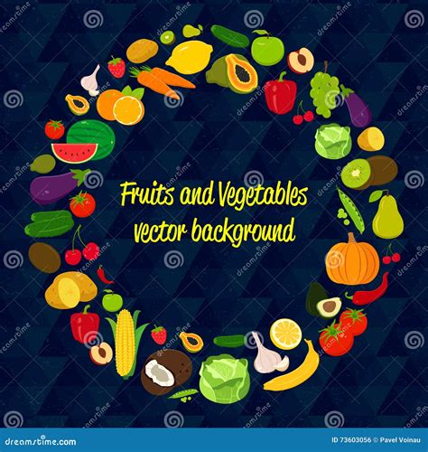 Vegetable Vector Circle Background Fruits And Vegetables Icons Modern