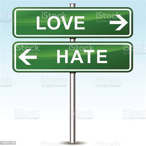 Love And Hate Directional Sign Stock Illustration - Download Image Now ...