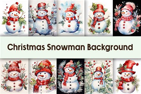 Christmas Snowman Background | Background Graphics ~ Creative Market