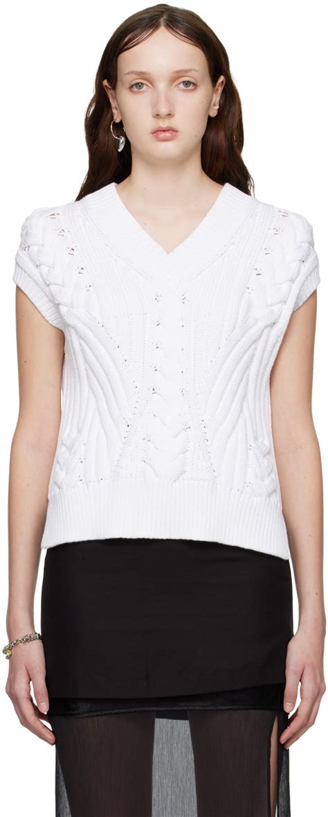 Helmut Lang White Cable Sweater Vest Ssense