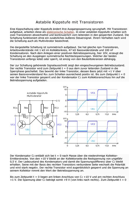 Astabile Kippstufe Mit Transistoren Mit Transistoren Aufgebaut