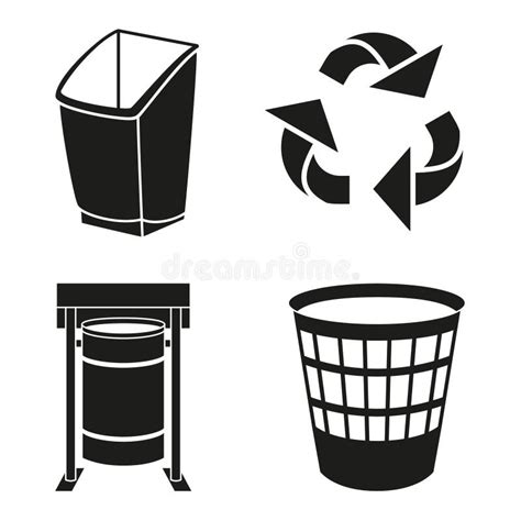 Sistema De Reciclaje Blanco Y Negro De La Silueta De La Basura