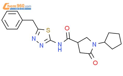 887677 03 4 N 5 Benzyl 1 3 4 Thiadiazol 2 Yl 1 Cyclopentyl 5 Oxopyrrolidine 3 Carboxa Midecas