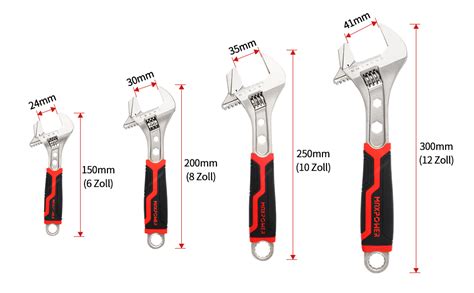 MAXPOWER Verstellbarer Schraubenschlüssel 4 Teilig Rollgabelschlüssel