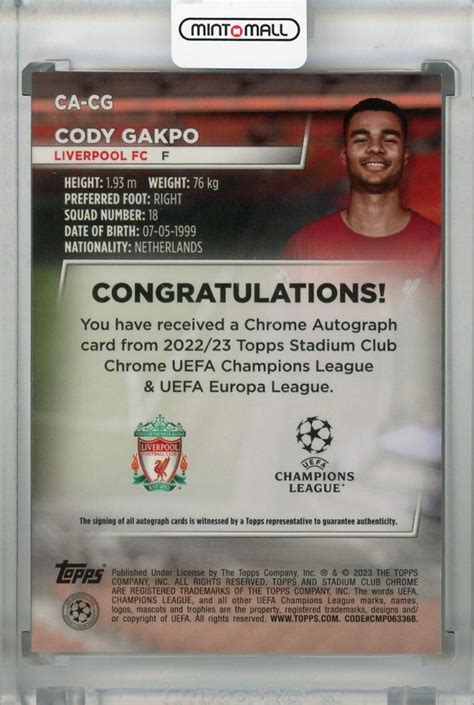 Mint Topps Stadium Club Chrome Uefa Club