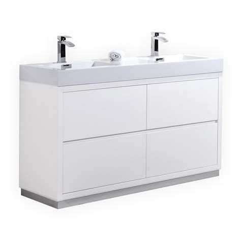 White Gloss Floor Standing Bathroom Cabinet Semis Online