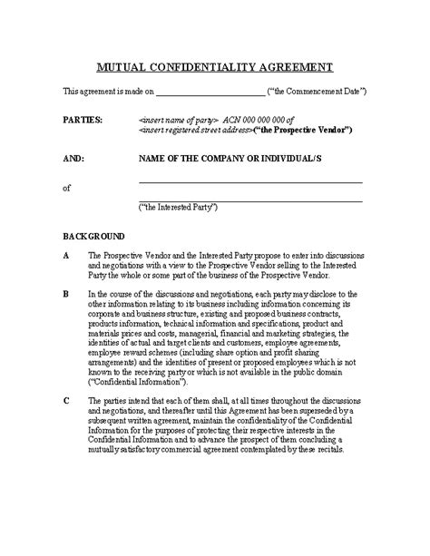 Example Basic Confidentiality Agreement 1 Pdfsimpli