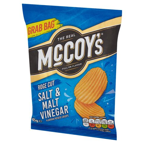 Mccoys Ridge Cut Salt And Malt Vinegar Flavour Potato Crisps 45g One Stop