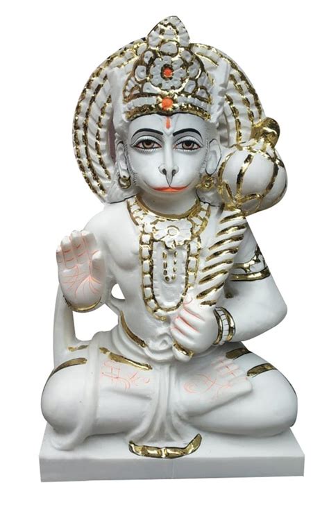 SMVDK Handicraft White Marble Hanuman Statue For Worship Size 2 Feet