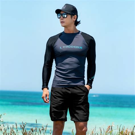 Sailbee Mens Uv Protect Surfing Rash Guard Long Sleeve Swimsuit Rashguard Surf Shirt Sb M050