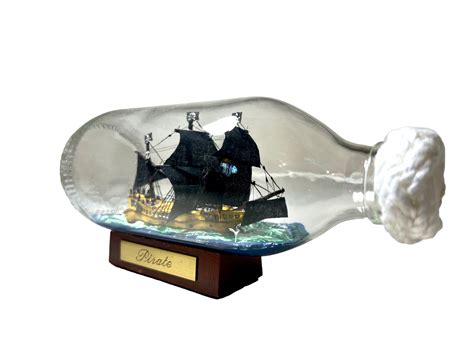 Stunning 7-Inch Pirate Ship in a Bottle - New Design