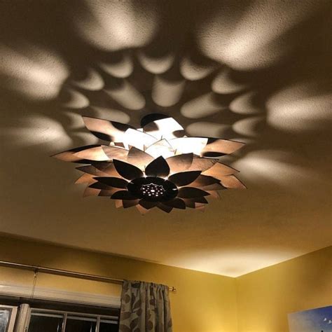 Wood Ceiling Light Fixture Lotus Flower Pendant Light Etsy Uk