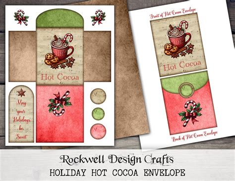 Holiday Hot Cocoa Envelope Printables Vintage Junk Journal Ephemera Elements Paper Crafting