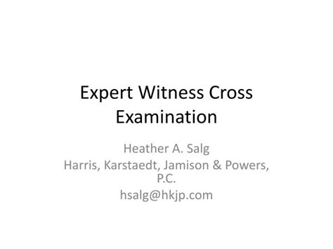 PPT - Expert Witness Cross Examination PowerPoint Presentation, free ...