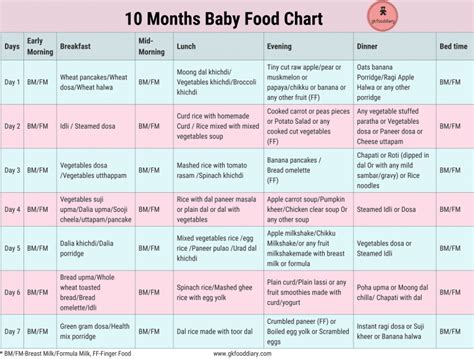 10 Months Indian Baby Food Chart | Meal Plan or Diet Chart for 10 ...