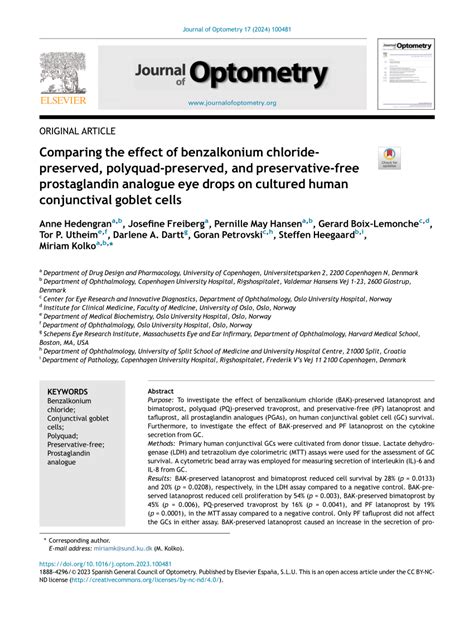 PDF Comparing The Effect Of Benzalkonium Chloride Preserved Polyquad