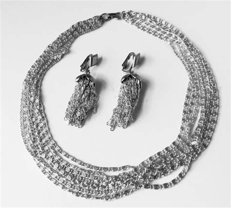 Silvery Cascade Sarah Coventry Strand Necklace And Earrings Set Etsy