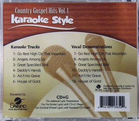 Country Gospel Hits Volume 1 Christian Karaoke Style New Cd G Daywind 6 Songs 614187136522 Ebay