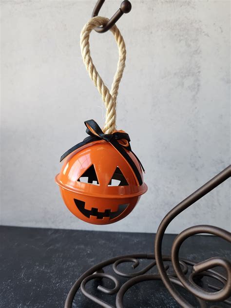 Vintage Halloween Tree Ornament Jack O Lantern Jingle Bell Large