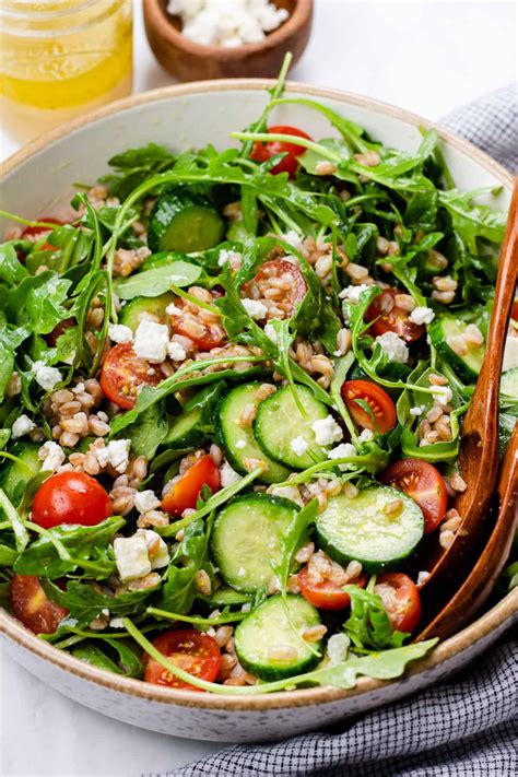 Mediterranean Farro Salad With Feta And Arugula Recipe Farro Salad