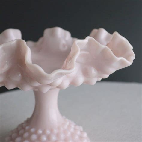 Vintage Pink Hobnail Milk Glass Footed Compote By Fenton Etsy Milk