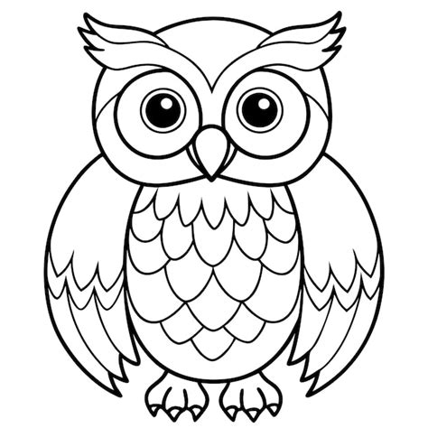 A Drawing Of An Owl With Big Eyes And A White Background Premium AI