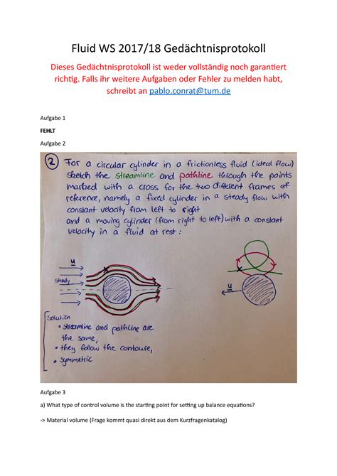 Ged Chtnisprotokoll Klausur Continuum Mechanics Fluid Part Ws