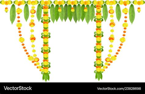 Garland for door of mango leaves and marigold Vector Image