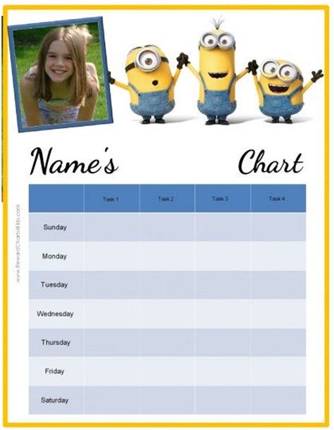 Minion Weekly Schedule Behaviour Chart Reward Chart Free Printable