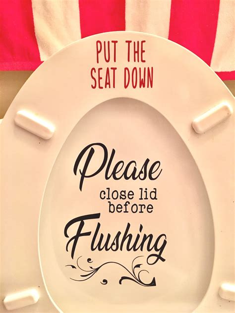 Toilet Decal Please Close Lid Before Flushing Decal Put The Seat Down