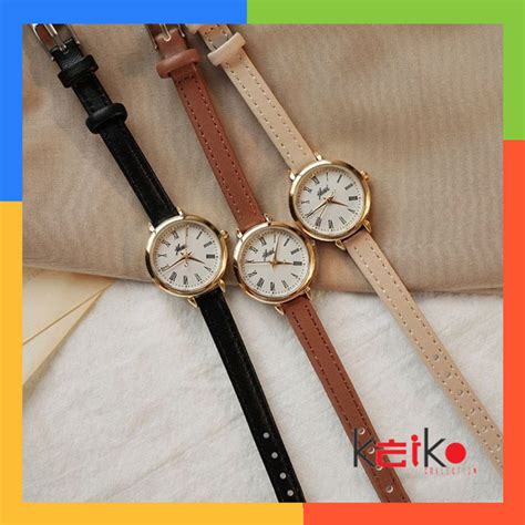 Jual Ankl001 Jam Tangan Quartz Strap Pu Analog Casual Gaya Retro Wanita Bulat Watch Korean