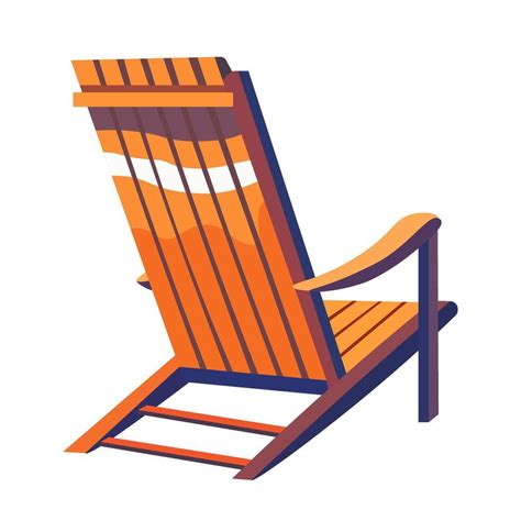 Vector Illustration Flat Style Chaise Longue Wooden Beach Chair For