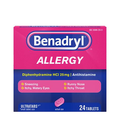 Benadryl Ultratabs Antihistamine Allergy Medicine Tablets 24 Ct