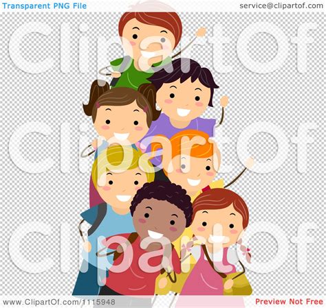 Clipart Happy Diverse School Kids Waving - Royalty Free Vector ...