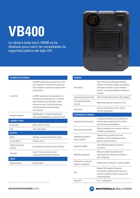 motorola VB400 Body-Worn Camera User Guide