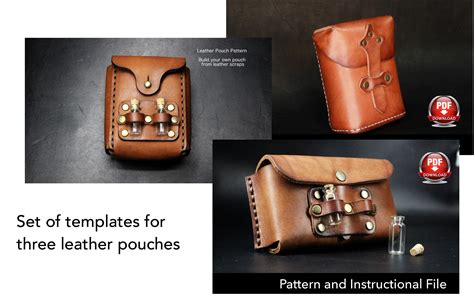 Leather Pouch Pattern Set - Leather DIY- Pdf Download - Video Tutorial