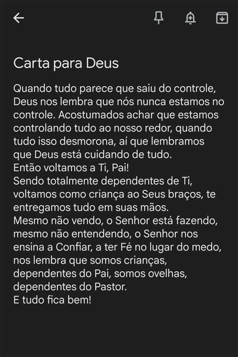 Controle De Tudo Carta Para Deus Cartas Para Deus Frases