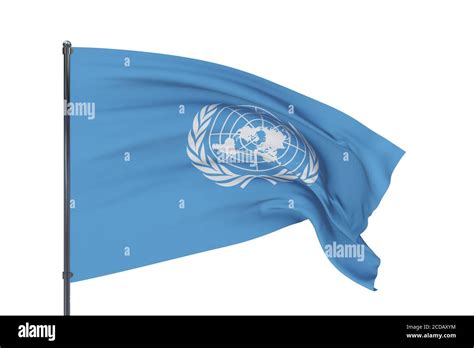 D Illustration Waving Flags Of The World Flag Of The United Nations