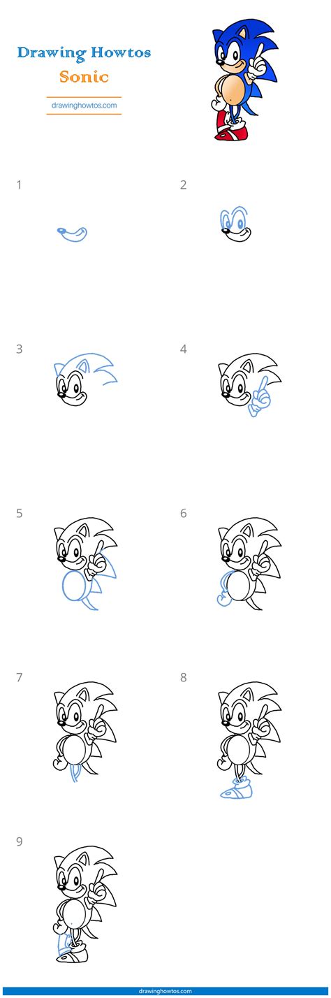 How to Draw Sonic the Hedgehog - Step by Step Easy Drawing Guides ...